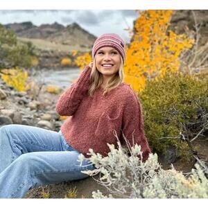 #1825 C.C. NWT Hunter Red Striped Mix Classic Striped CC Beanie Hat